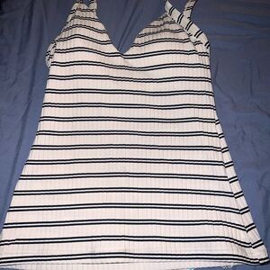 Seafolly White and Black Striped Swim Top